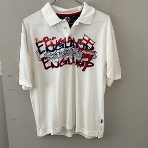England New White Graphic Polo Shirt